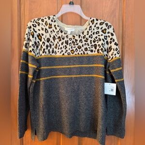 NWT Leopard Print Charcoal Sweater